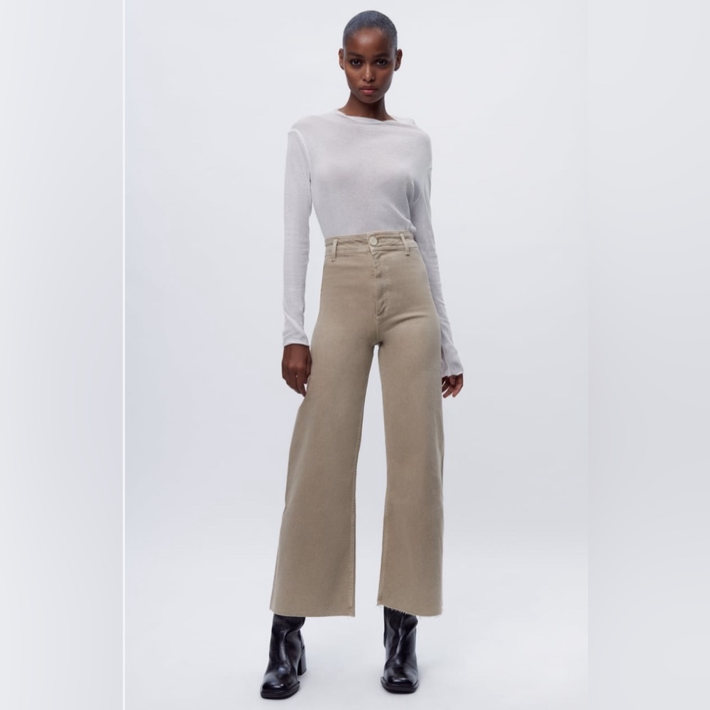 Zara Tan Marine Straight Leg Jeans